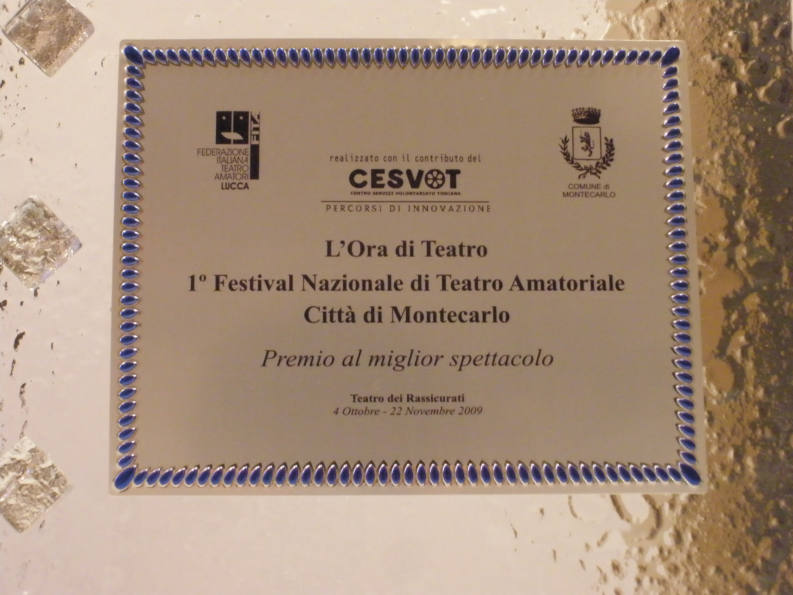 Premio come miglior spettacolo al festival “L’ora di teatro” di Montecarlo (LU) (Xanax)