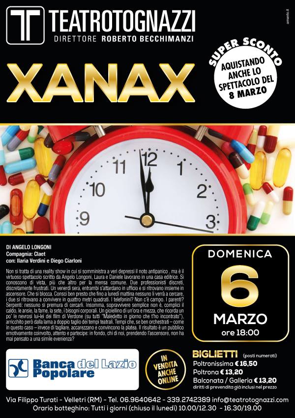 Xanax sul palcoscenico del teatro Tognazzi di Velletri