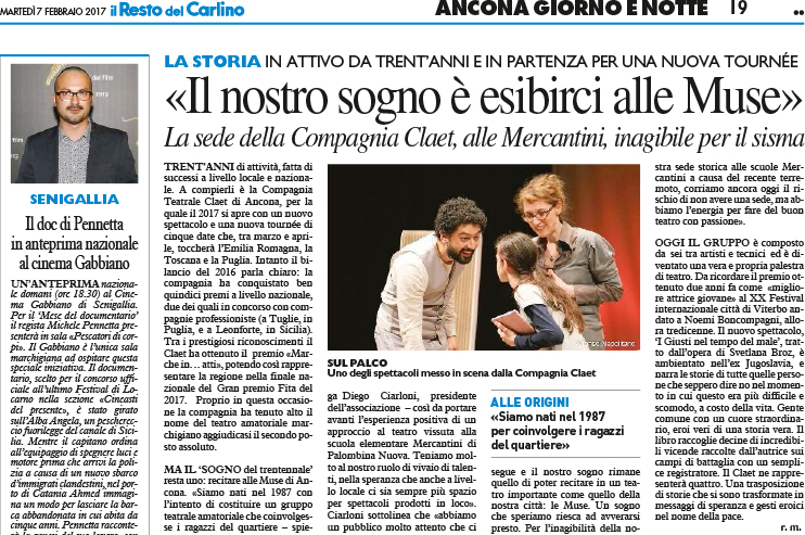 Il nostro sogno è esibirci al teatro delle Muse di Ancona. Via “Il resto del Carlino”