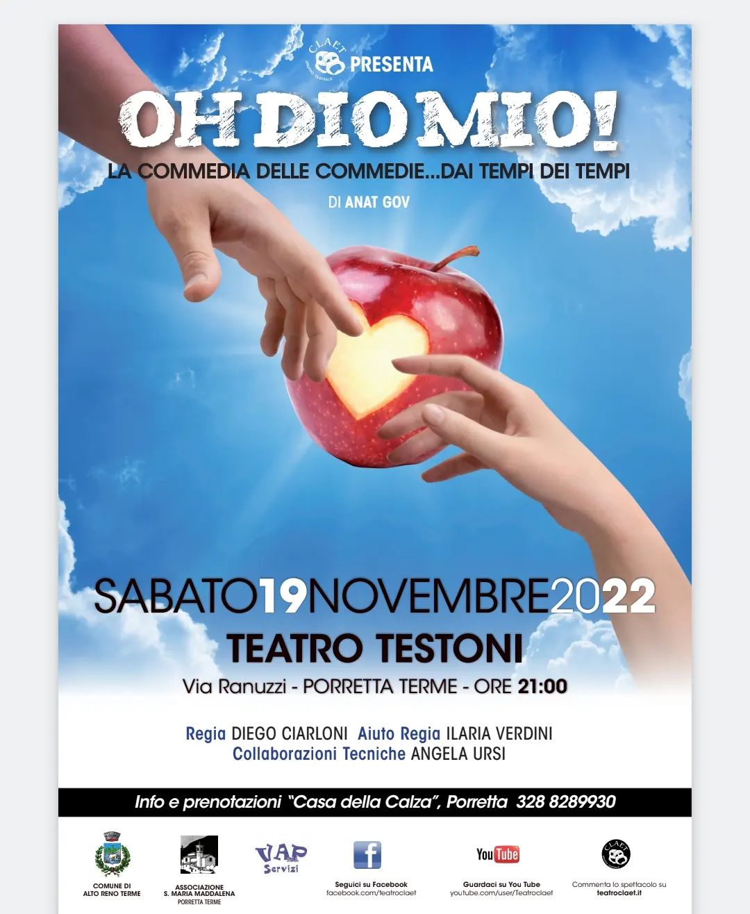 Lo spettacolo Oh Dio mio! ritorna a Porretta Terme il prossimo 19 novembre