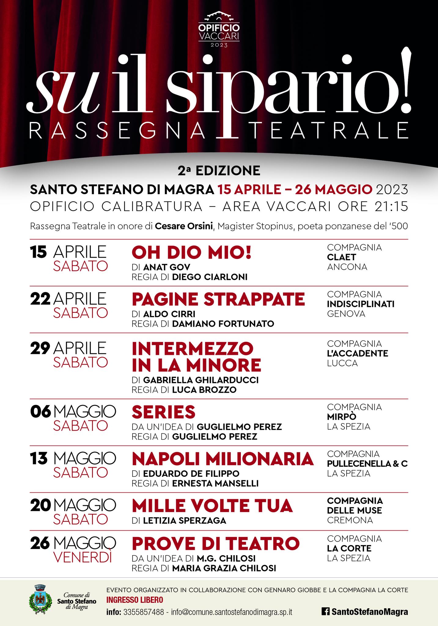 Su il Sipario! a Santo Stefano Magra. A inaugurare la rassegna teatrale lo spettacolo Oh Dio mio!