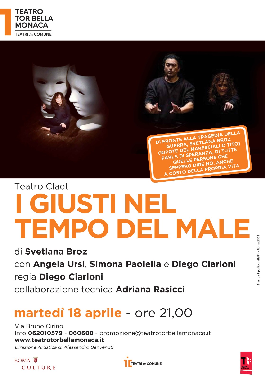 Lo spettacolo teatrale I giusti nel tempo del male in scena al teatro di Tor Bella Monaca